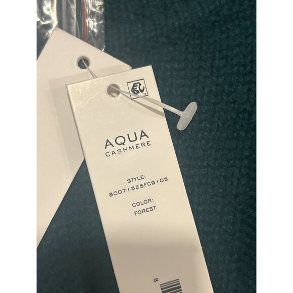 AQUA CASHMERE Distressed Cable Crewneck Cashmere Sweater Forest Size XL NWT - Picture 6 of 6